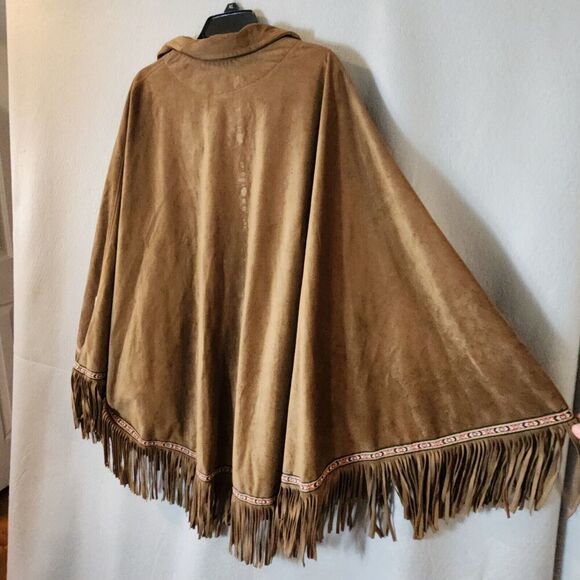 VTG Milton Funwear Poncho Adult Women L / XL Boho Native Indian Feather Costume - Picture 4 of 14